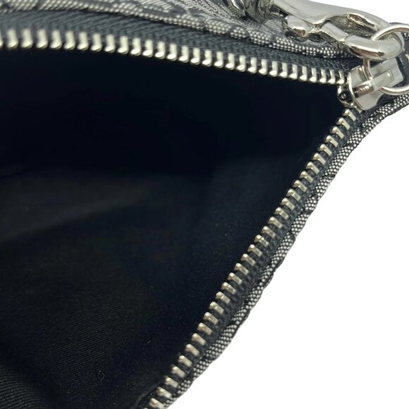 Auth COACH Mini Signature - Gray Black Jacquard Leather Pouch - Picture 4 of 5
